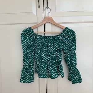 Green floral top